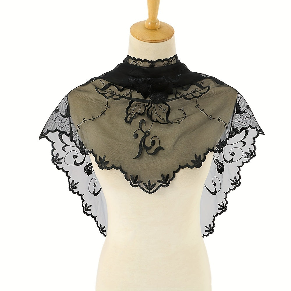 Lace Flower Embroidery Triangle Scarf Classic Church Head Veil