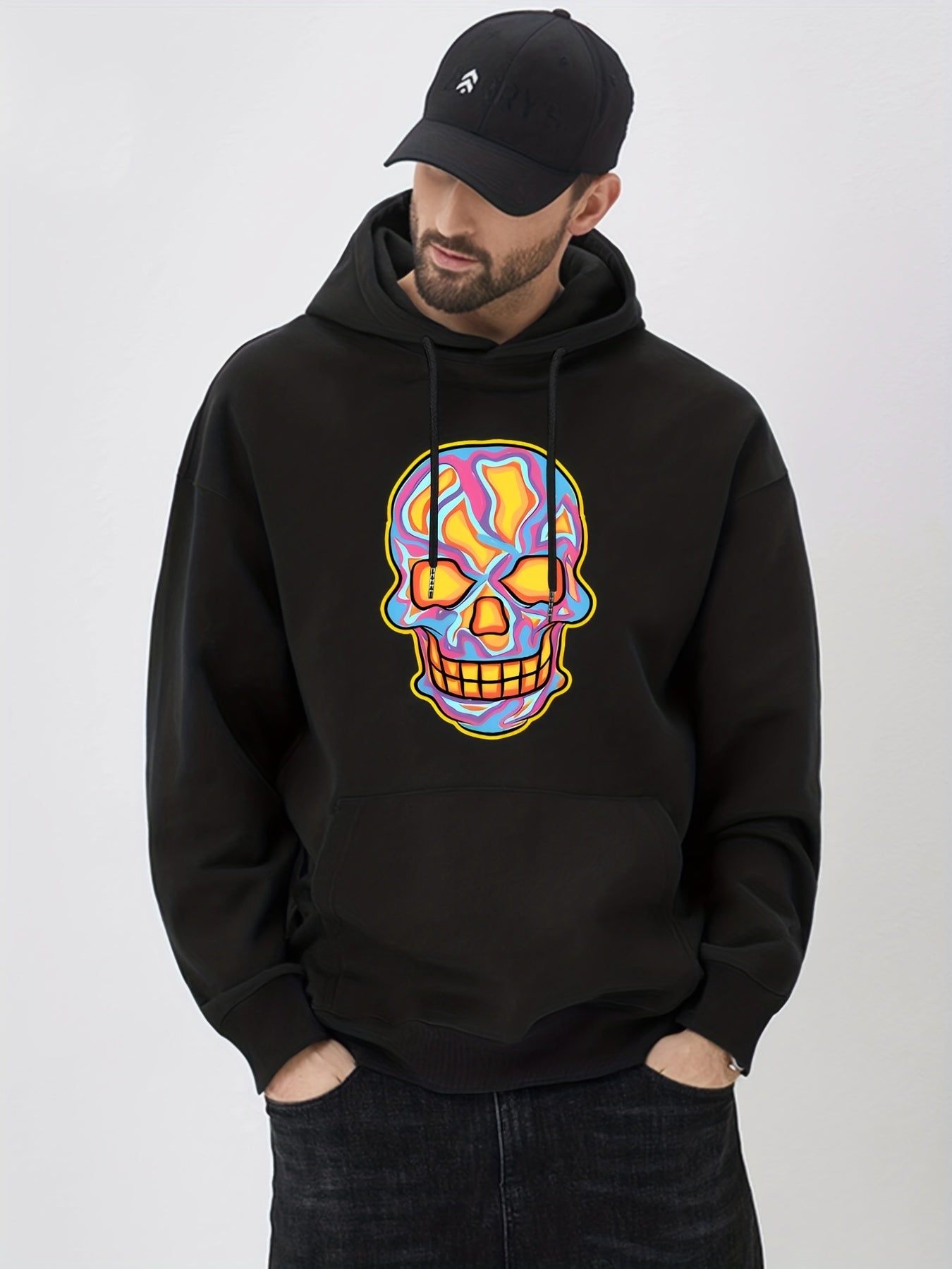 Cartoon Skull Print Hoodie Men's Hooded Sweatshirt Streetwear