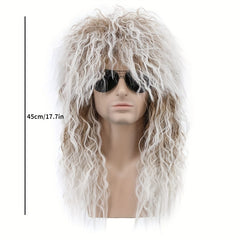 Men's Punk Style Long Curly Fiber Hair Wig Halloween Rock Wig