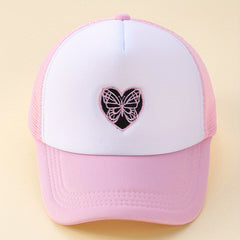 Butterfly Heart Embroidery Trucker Hat Cartoon Block Baseball Cap