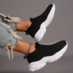 Women's Knit Platform Socks Sneakers Casual Slip On Soft Sole Shoes