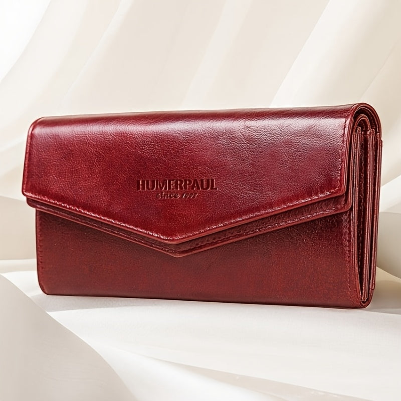 HUMERPAUL Women's Leather Wallet Envelope Clutch RFID Snap Closure