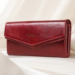 HUMERPAUL Women's Leather Wallet Envelope Clutch RFID Snap Closure