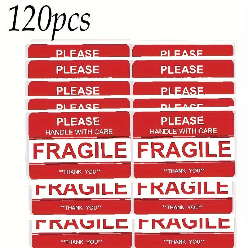 120 Fragile Stickers w/ Handle - 7.62x5.08cm