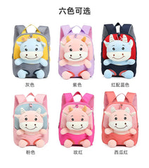 3D Cattle Plush Toy Kids Backpack, School Bag for Age 4-8