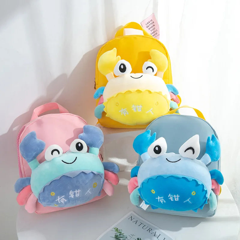 3D Crab Plush Toy Children Backpack, Kindergarten School Bag, 10 Inch Kids Boo