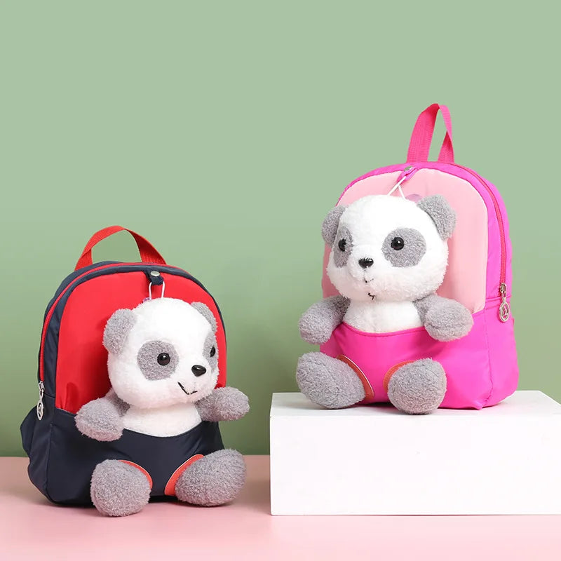 3D Panda Plush Toy Children Backpacks,Kindergarten School Bags