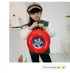 3D Tire Shaped Kids Backpack, Waterproof School Bag, 11 Inch Bookbag
