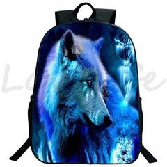 3D Wolf Large Capacity Backpacks Ice Fire Wolf Teenage School Bags