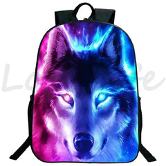 3D Wolf Large Capacity Backpacks Ice Fire Wolf Teenage School Bags