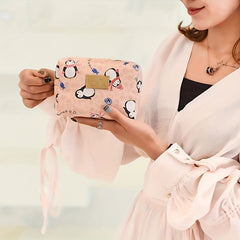 Cartoon Printed Travel Makeup Pouch Cosmetic Bag for Girls & Women