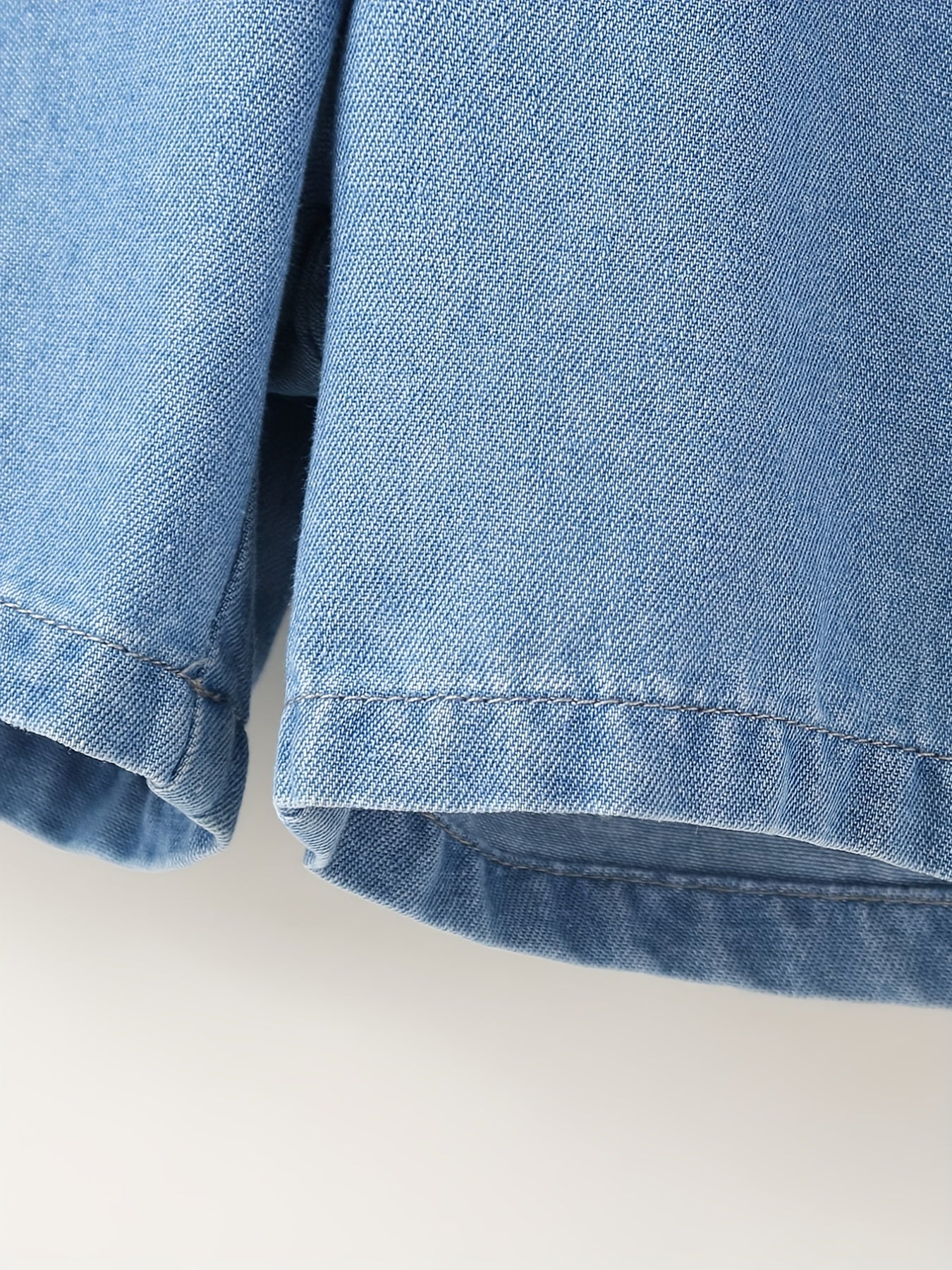 Girls Denim Overall Romper Shorts - Kids Casual Collared Short Sleeve