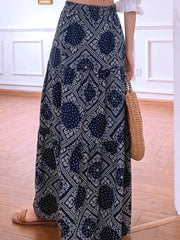 Boho Paisley Scarf Print Maxi Skirt High Waist Women's Clothing