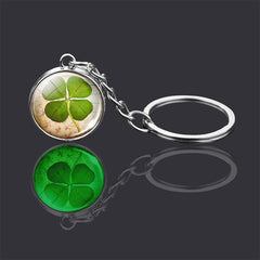 Glow Clover Key Chain Lucky Crystal Ball Irish St Patrick's Gift