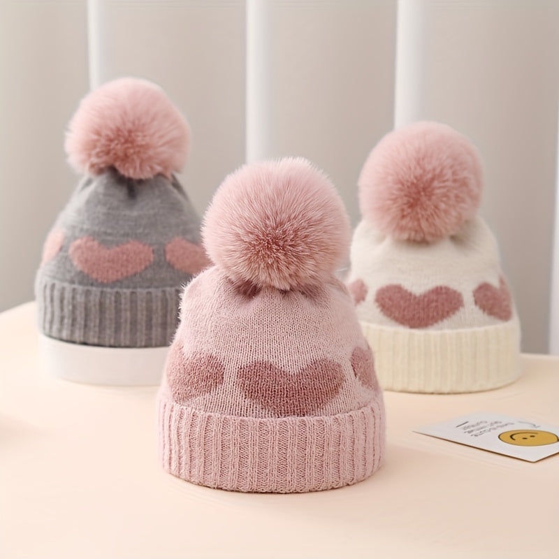 Winter Baby Hat Jacquard Love Knitted Hat Double Layer Thickened Beanie Hat