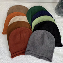 Solid Knitted Hat Ear Protection Warm Hat For Running Cycling