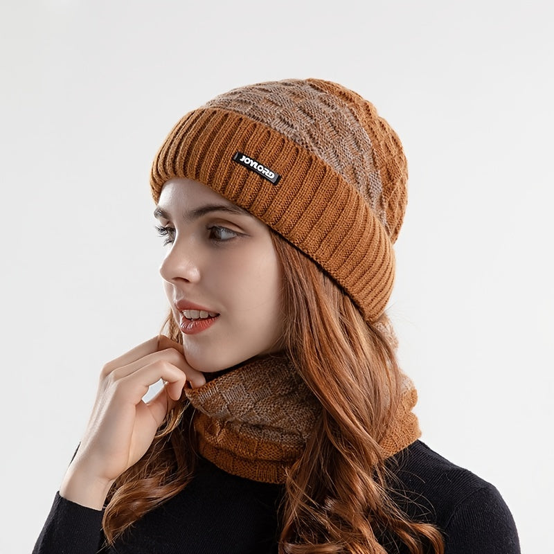 Knitting Beanie Scarf Set Winter Wool Cap Hat Collar Women Men's Ear Muffs
