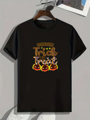 Halloween Letter Pattern Print Men's Comfy T-shirt Graphic Tee