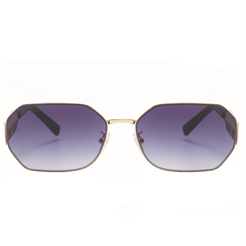 Polygonal Metal Frame Sunglasses Golden And Gray