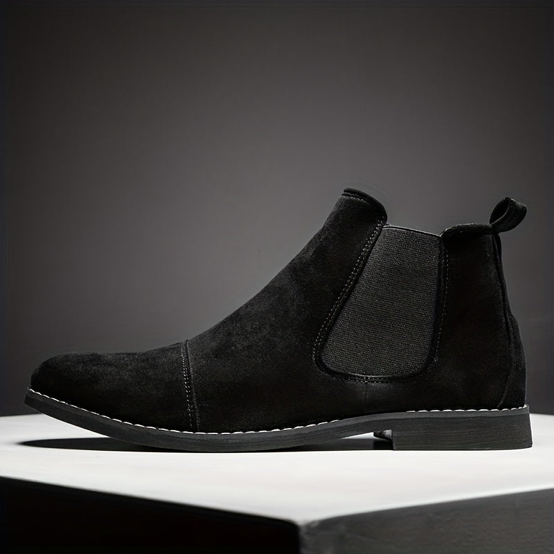 Men's British Style Pointed Toe Slip On Chelsea Ankle Boots