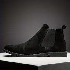 Men's British Style Pointed Toe Slip On Chelsea Ankle Boots