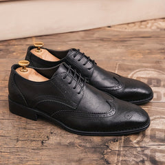Men's Brogue Wingtip Derby Shoes Lace up Front Dress Shoes