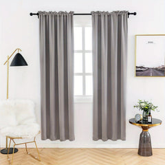 2pcs Blackout Curtains for Bedroom Soft Polyester Fabric with Rod Pocket
