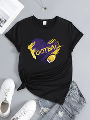 Women's Football Graphic Short Sleeve Sports T-shirt