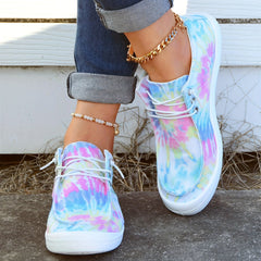 Women's Tie Dye Lace Up Canvas Shoes