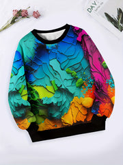 Girls Boys Paint Pigment Pattern Crew Neck Sweatshirt