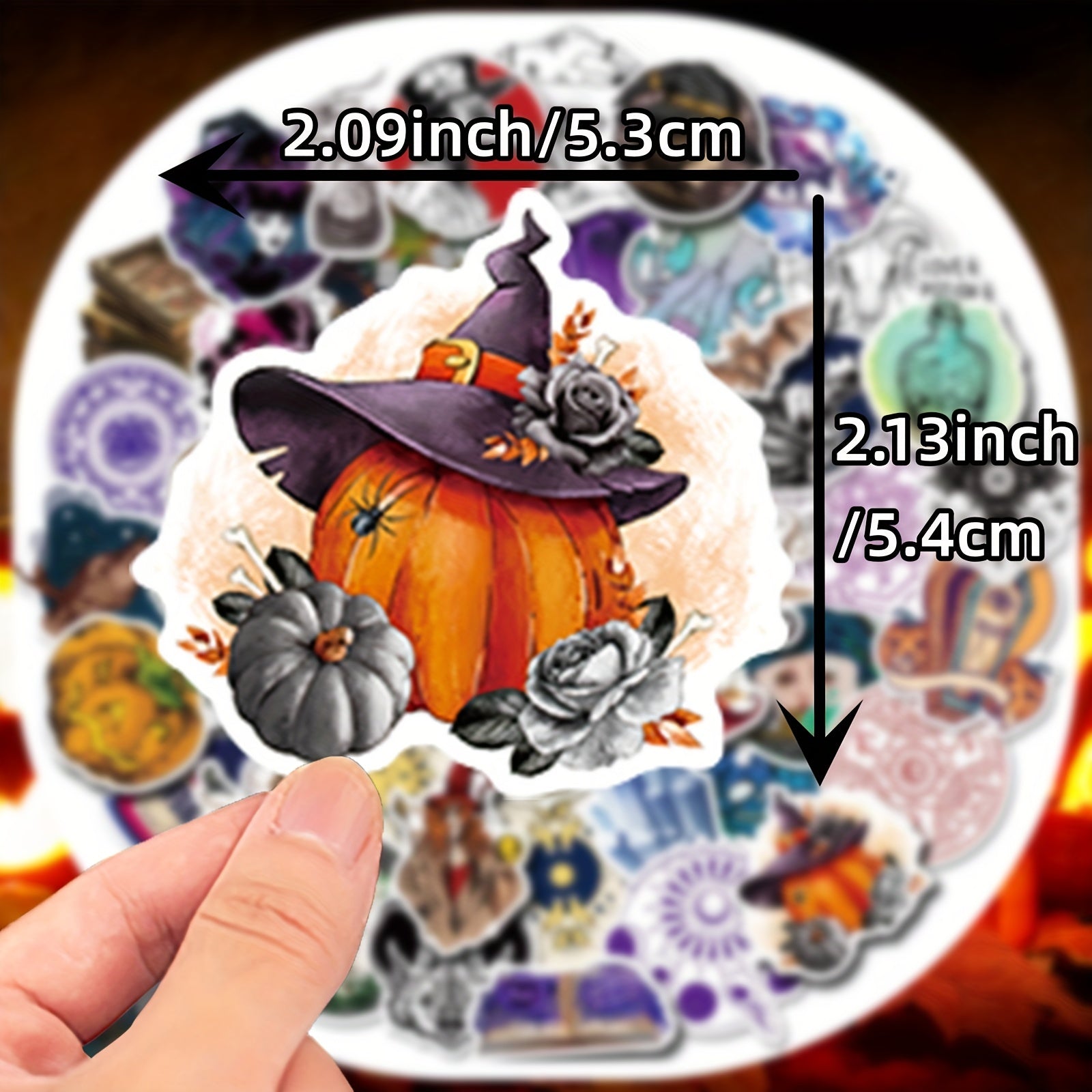 50pcs Halloween Stickers Pumpkin Spooky Waterproof DIY Stickers For Decoration