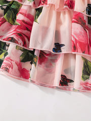 Floral Layered Dress Toddler Baby Girls Casual Dress