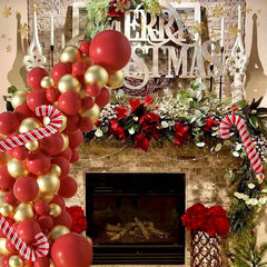 Red Golden Garland Balloon Chain Christmas Party Decoration Set