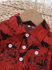 Baby Boys Animal Print Long Sleeve Shirt Preppy Style Tee Top