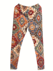 Western Pattern High Waist Leggings Casual Skinny Leggings