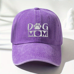 Washed Embroidery DOG MOM Baseball Cap Outdoor Sunscreen Peaked Cap