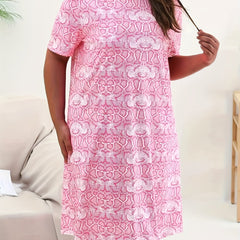 Snake Skin Print Round Neck Nightdress