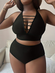 Sexy Tankini Set Halter Neck Crop Top & Underwear Swimsuit