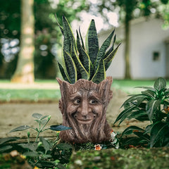 Funny Face Head Planter Resin Succulent Pot Indoor Outdoor