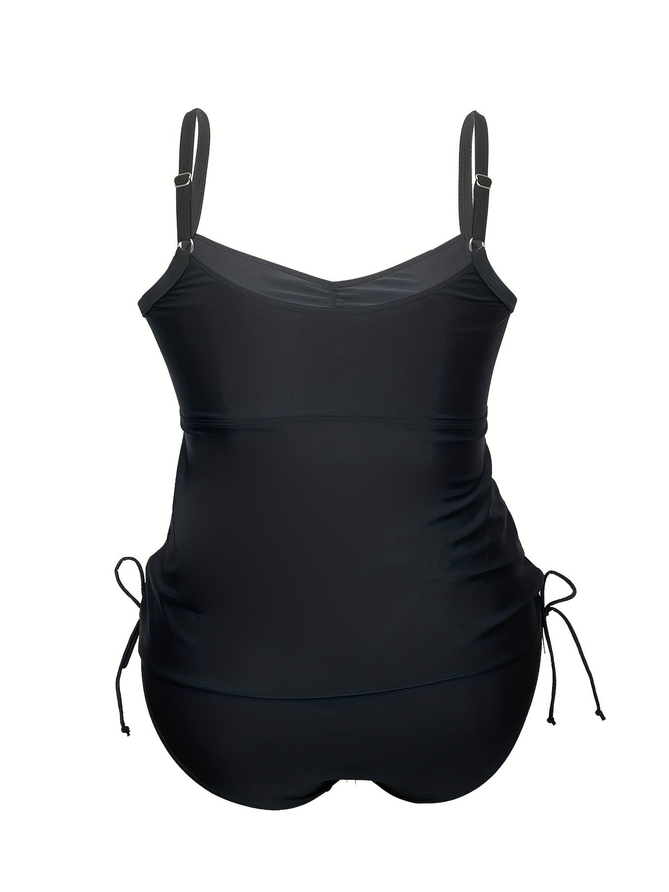 Solid Ruched Swimsuit Set