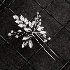 Bridal Hairpin Faux Pearl Rhinestone U shaped Hairpin Vintage