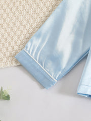 Girls Satin Button Front Loungewear Set