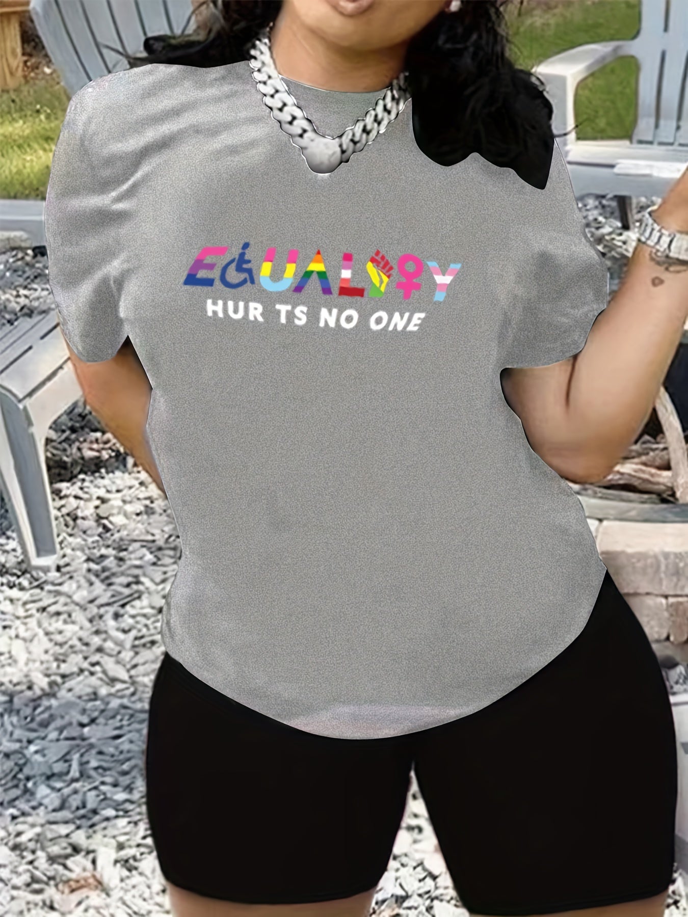 Rainbow Letter & Graphic Print Short Sleeve Top & Shorts Set