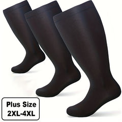 3 Pairs Plus Size Compression Socks 20-30mmHg Wide Calf Knee High Support
