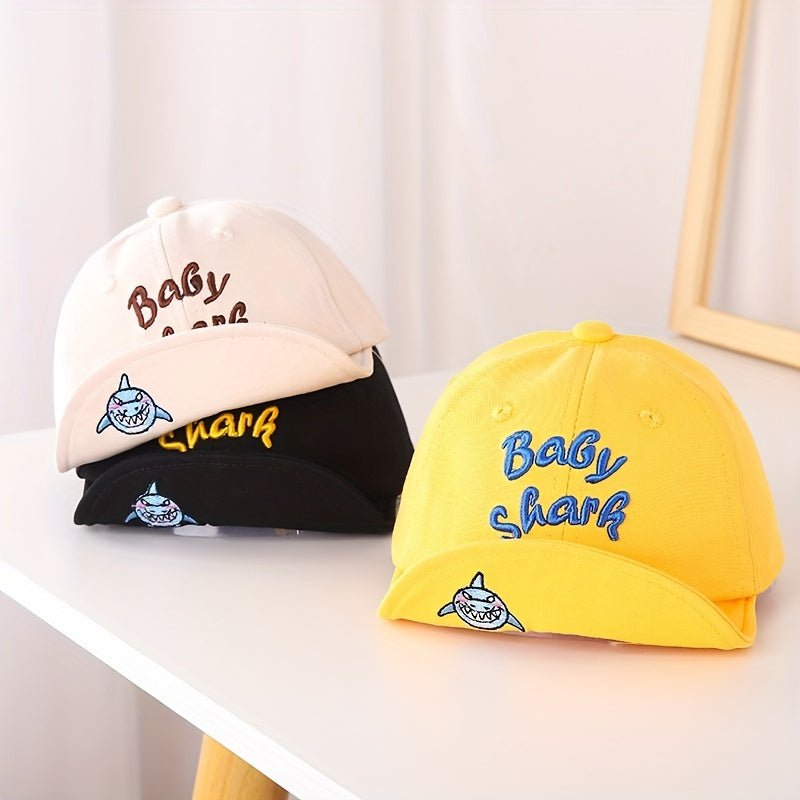 Shark Baby Embroidered Soft Brim Duck Tongue Cap