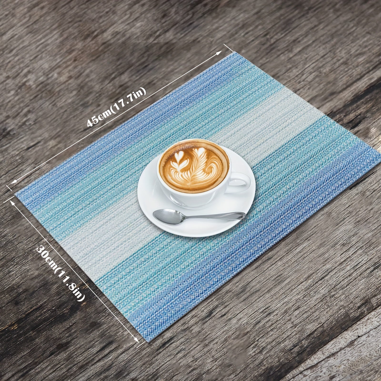 6pcs PVC Woven Striped Placemat Waterproof Anti-skid Heat Insulation Pad