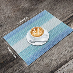6pcs PVC Woven Striped Placemat Waterproof Anti-skid Heat Insulation Pad