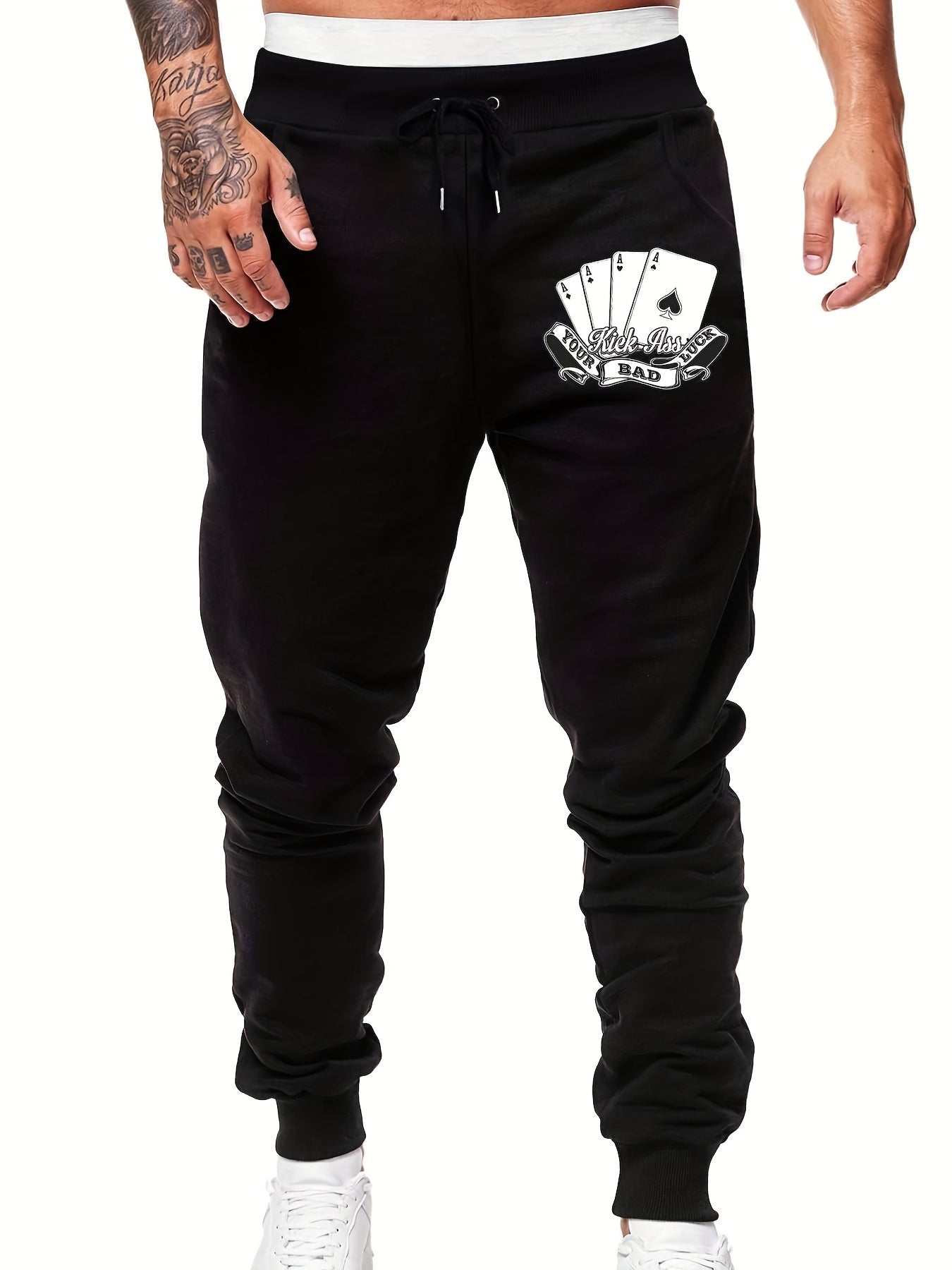 Cartoon Cards Print Men's Sports Pants Casual Jogging Trousers