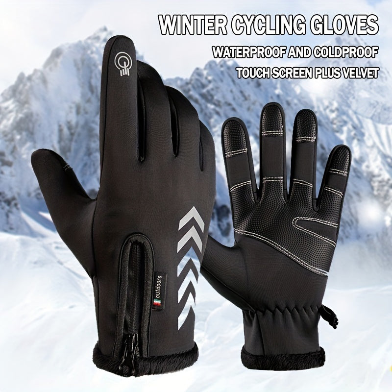 1Pair Waterproof Non-slip Touch Screen Gloves for Outdoor Activities