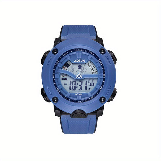 Round Electronic Sports Watch With Dual Display